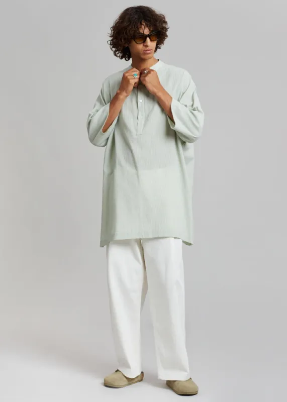 Teo Oversized Collarless Shirt - Light Celadon made by Frankie Shop