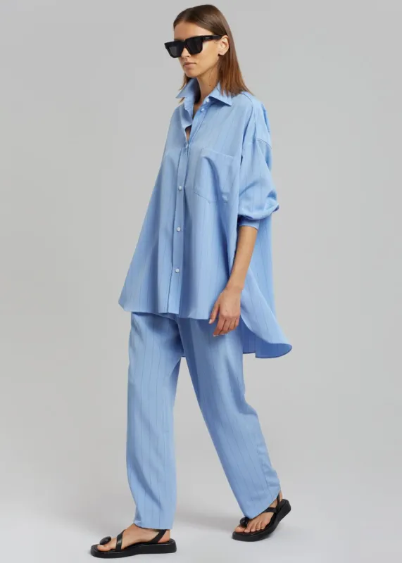Georgia Fluid Stripe Shirt - Powder Blue made by Frankie Shop