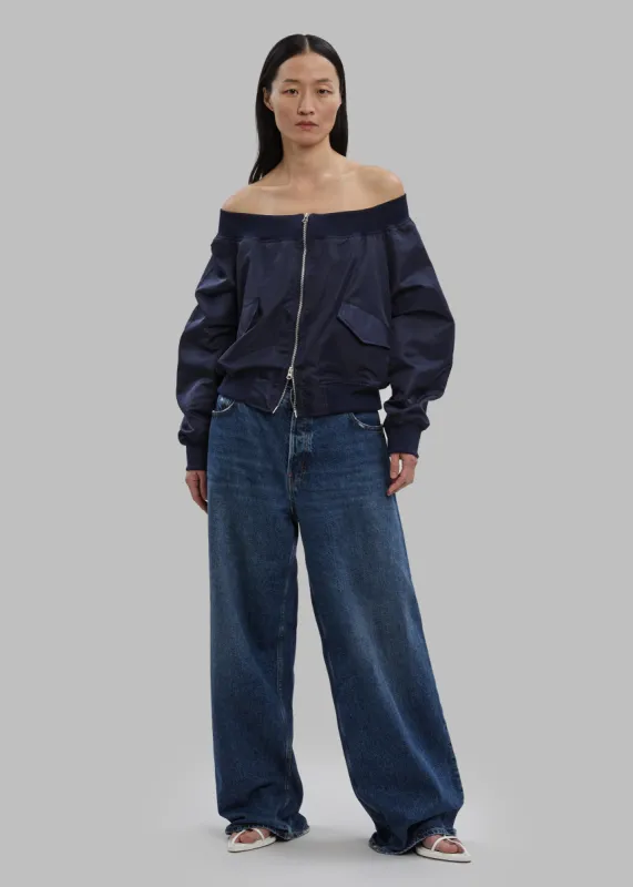 Lilya Off Shoulder Bomber - Navy sold by Frankie Shop