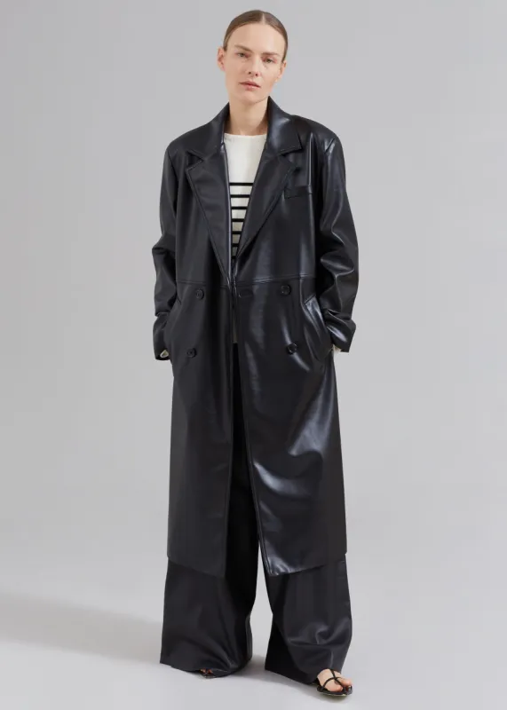 Kaja Faux-Leather Coat - Black sold by Frankie Shop