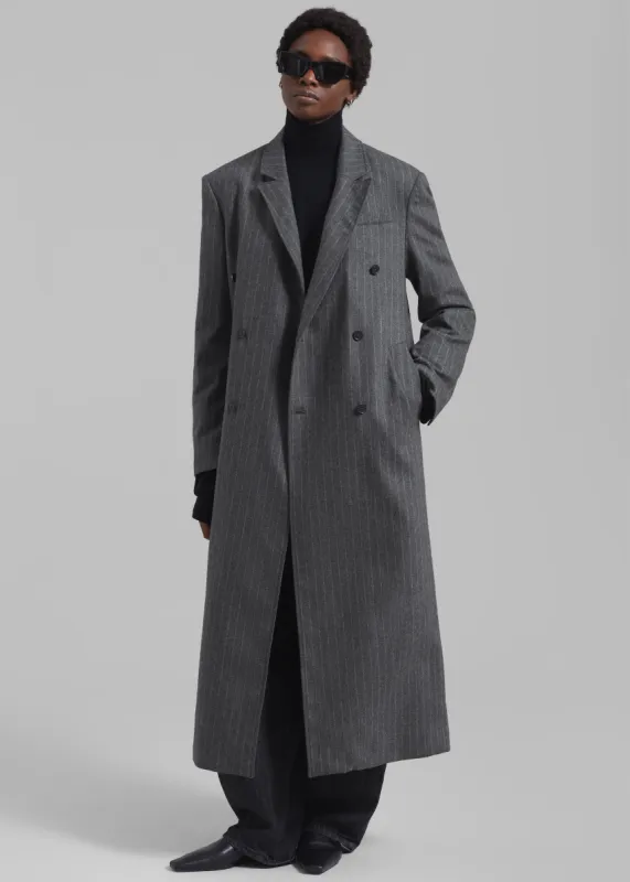 Loulou Studio Ido Long Coat - Grey Stripes made by Frankie Shop