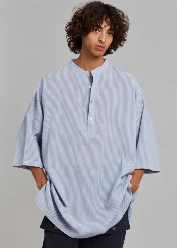Teo Oversized Collarless Shirt - Light Blue sold by Frankie Shop