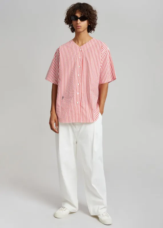 Tom Baseball Shirt - Red Stripe made by Frankie Shop