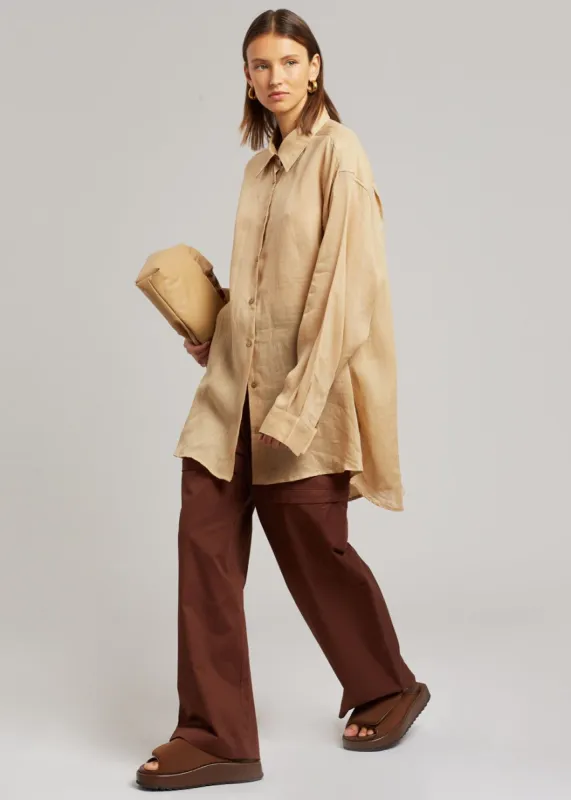 Marlow Oversized Linen Shirt - Camel sold by Frankie Shop