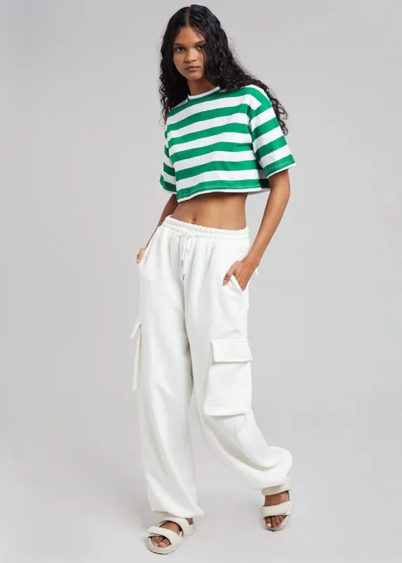Karina Cropped T-Shirt - Green/White sold by Frankie Shop