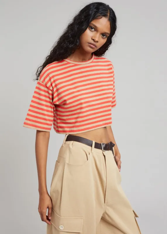 Karina Cropped T-Shirt - Tangerine/Camel sold by Frankie Shop