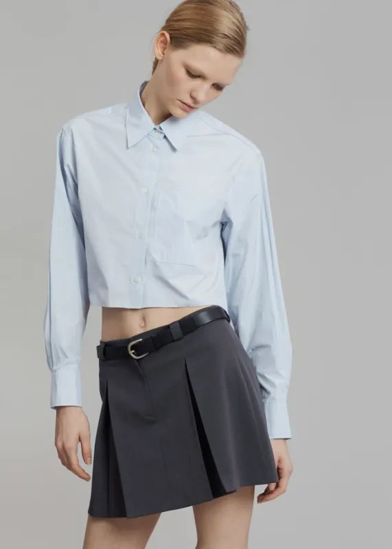 Ede Cropped Button Shirt - Blue made by Frankie Shop