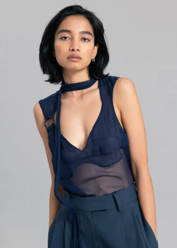Saks Potts Tanja Top - Navy made by Frankie Shop