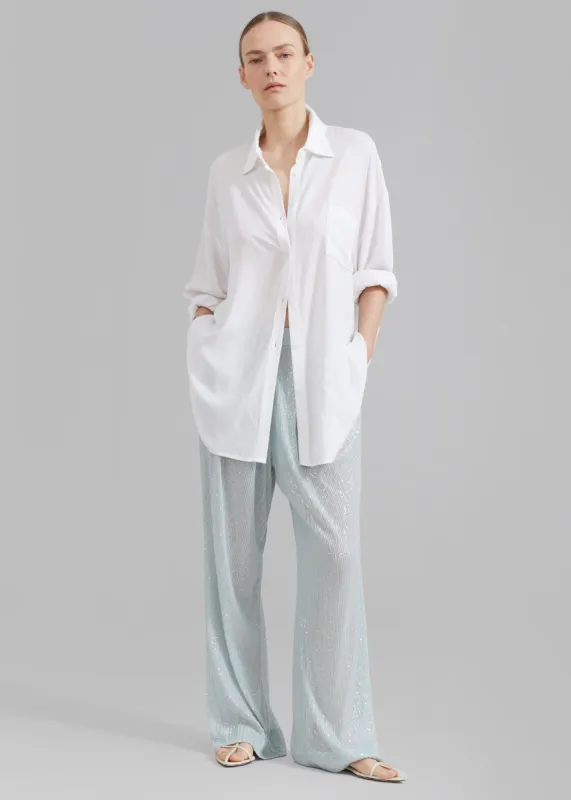 ROTATE Transparent Sequin Low Waist Pants - Light Blue sold by Frankie Shop