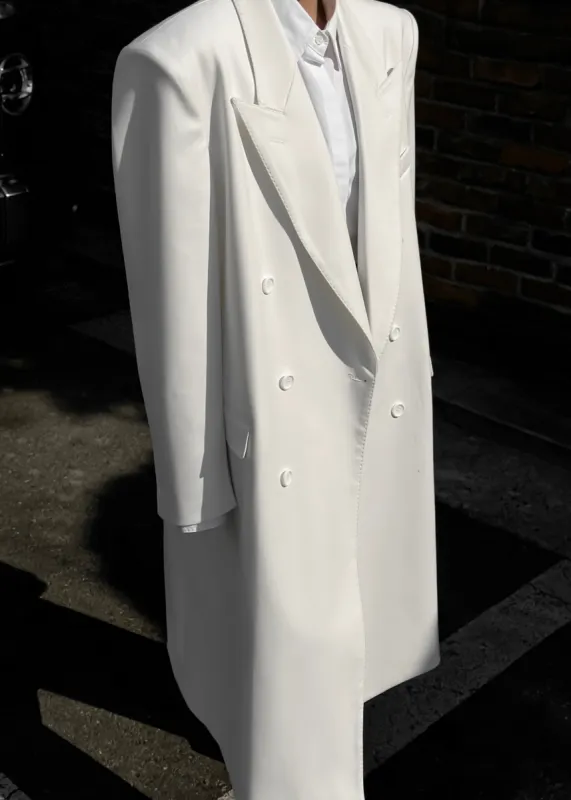 London Double Breasted Coat - White sold by Frankie Shop