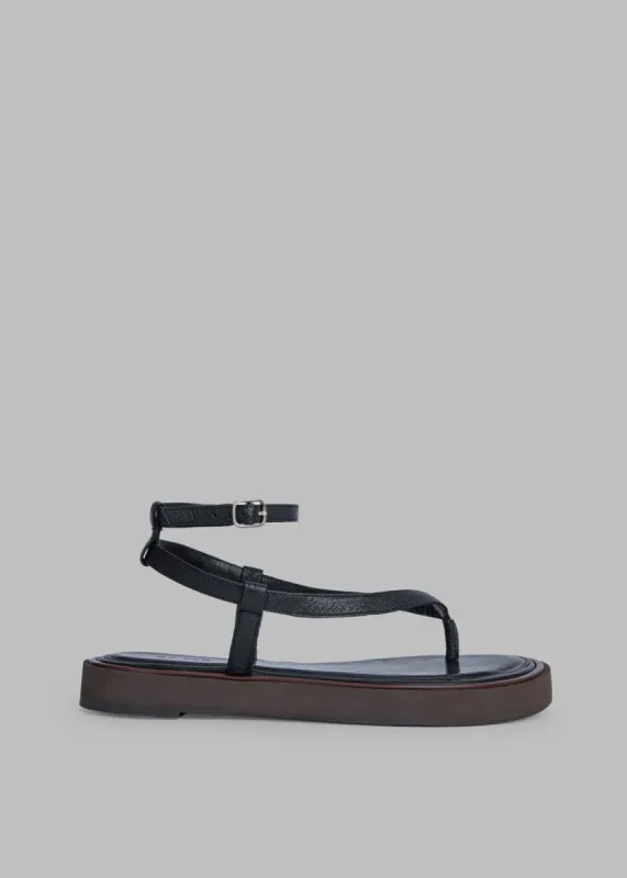 BY FAR Cece Grained Leather Sandal - Black made by Frankie Shop