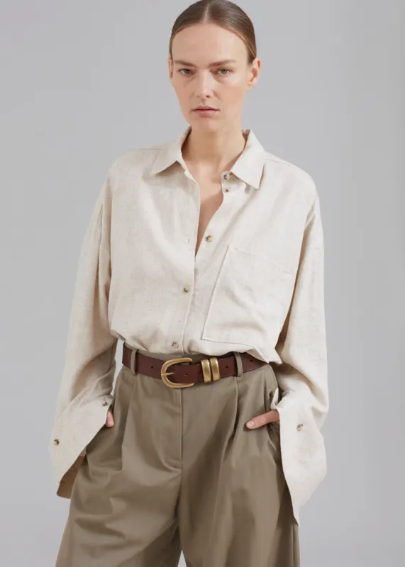By Malene Birger Derris Linen-Blend Shirt - Undyed made by Frankie Shop