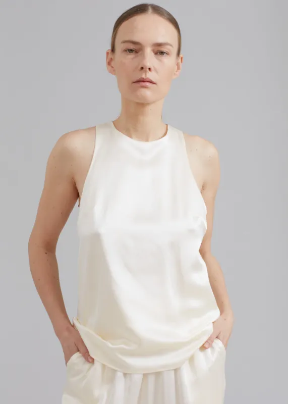 Loulou Studio Estor Silk Tank Top - Ivory sold by Frankie Shop