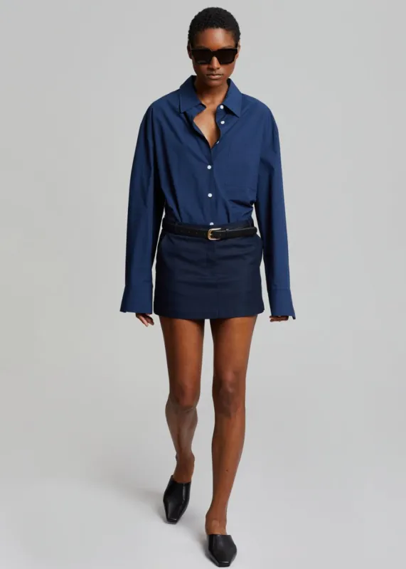 Isle Linen Mini Skirt - Navy made by Frankie Shop
