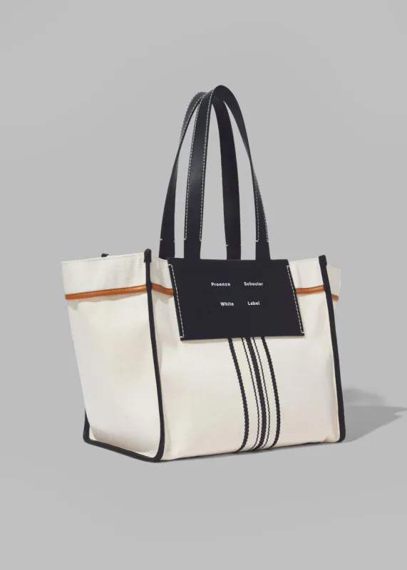 Proenza Schouler White Label Large Morris Stripe Canvas Tote - Natural/Black sold by Frankie Shop