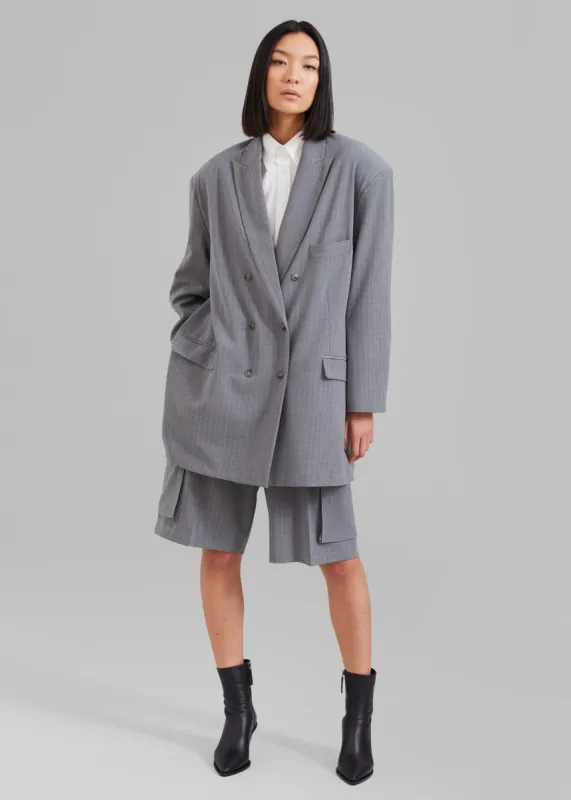 Omoka Blazer - Grey Pinstripe made by Frankie Shop