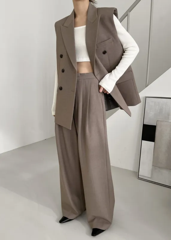 Luxor Pintuck Trousers - Taupe made by Frankie Shop