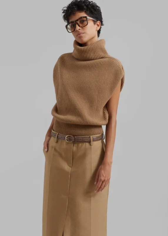Lana Sleeveless Turtleneck - Camel sold by Frankie Shop