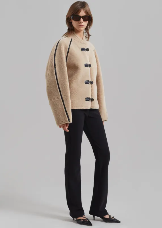 Low Classic Short Shearling Reversible Coat - Beige sold by Frankie Shop