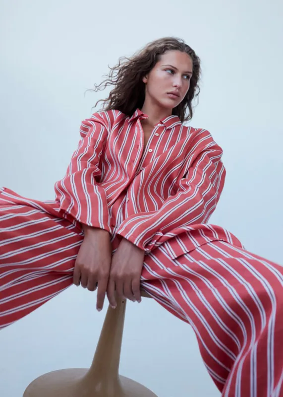 MATIN Isola Stripe Shirt - Red Stripe made by Frankie Shop