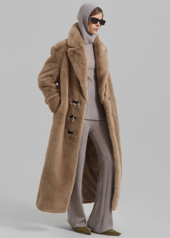 ROTATE Fluffy Clasp Coat - Sepia Tint made by Frankie Shop