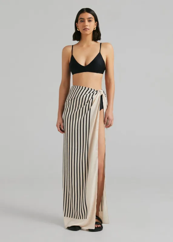 Solaqua The Sarong - Ecru with Black Stripes sold by Frankie Shop