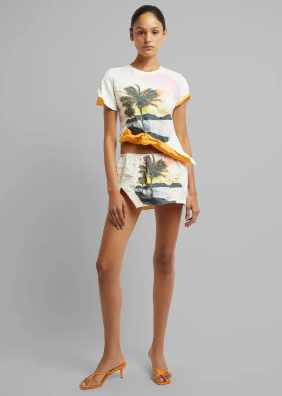 Christopher Esber Lost Souvenir Crushed Micro Skirt - Lost Souvenir Print sold by Frankie Shop