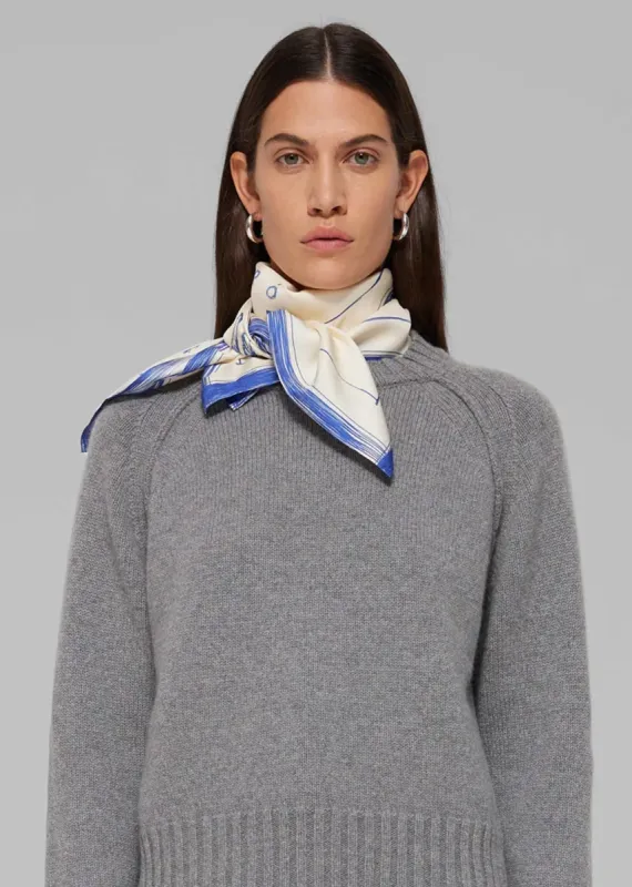 Róhe Silk Ballpoint Horse Scarf - Horse Print Ballpoint Blue made by Frankie Shop