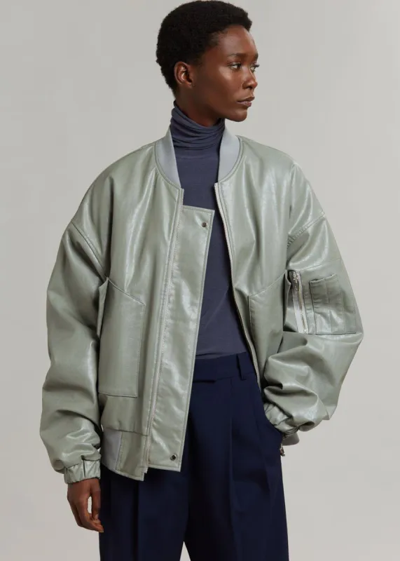 Hane Faux Leather Bomber - Eucalyptus made by Frankie Shop