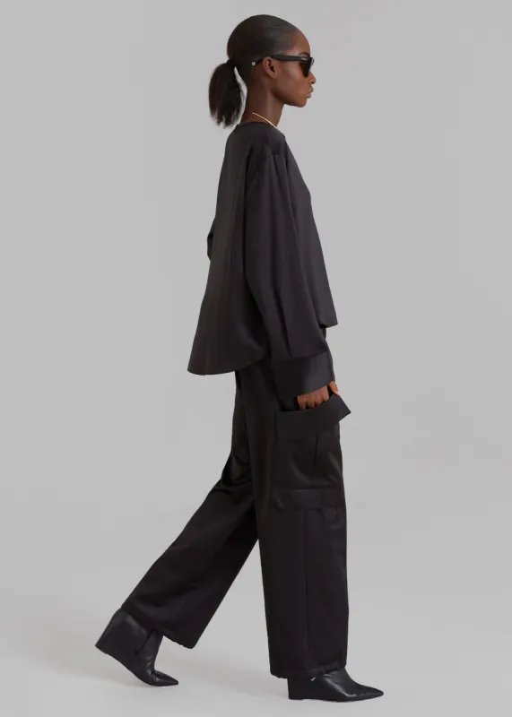 Kemp Silky Cargo Pants - Black made by Frankie Shop
