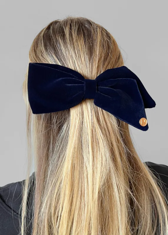 Libby Bowtie Barrette - Midnight Blue made by Frankie Shop