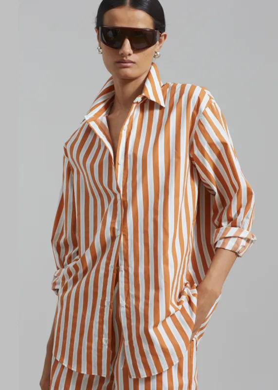 Juno Cotton Shirt - Orange Stripe sold by Frankie Shop