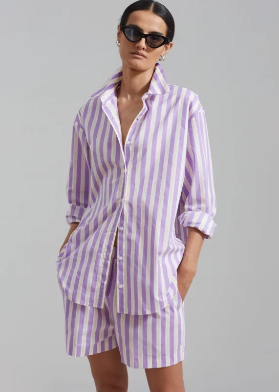 Juno Cotton Shirt - Violet Stripe sold by Frankie Shop