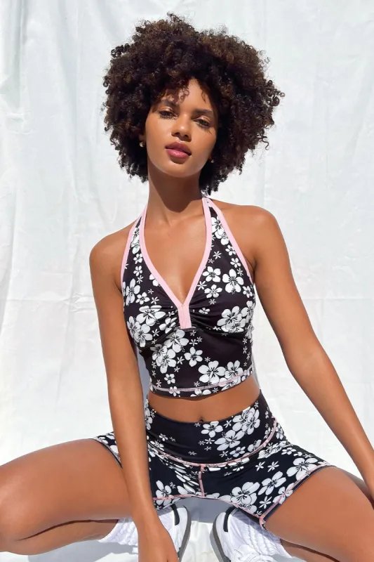 Lively Halter Floral Sports Bra - Plush Plumeria sold by Frankie's Bikinis