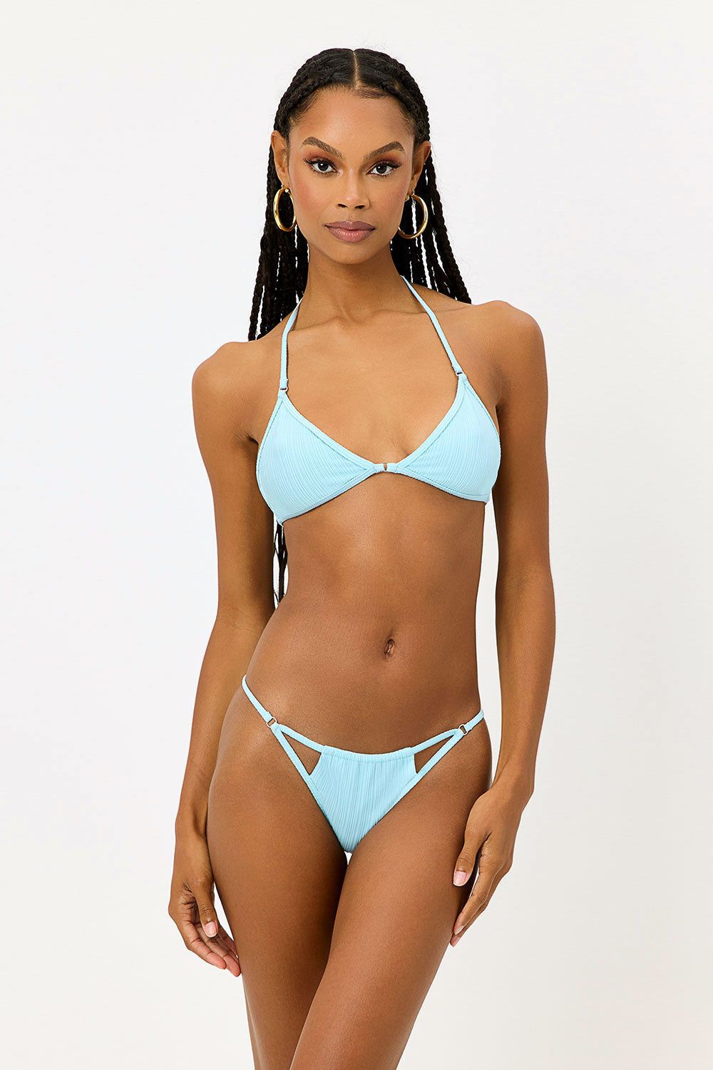 Ivy Plissé Triangle Bikini Top - Baby Blue sold by Frankie's Bikinis product image thumbnail 2