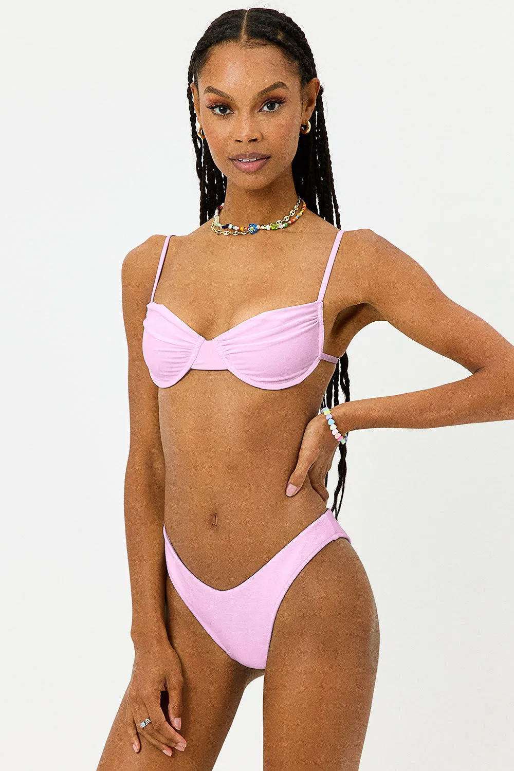 Enzo Shine Cheeky Bikini Bottom - Azalea Pink sold by Frankie's Bikinis product image thumbnail 2