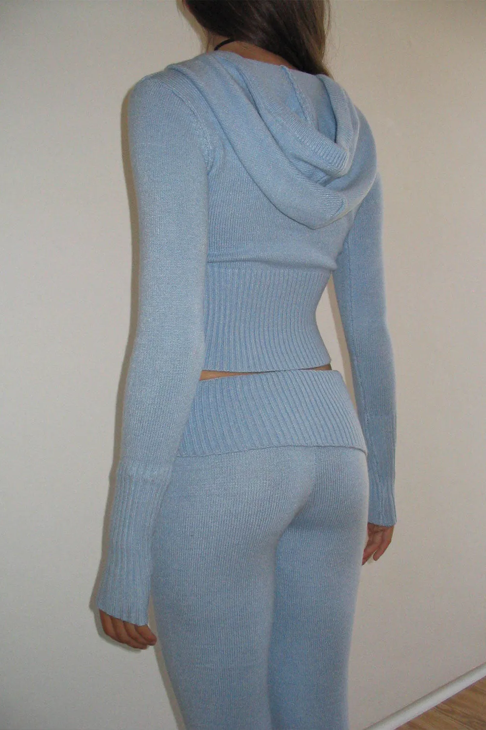 Aimee Cloud Knit Zip Up Hoodie - Cornflower sold by Frankie's Bikinis product image thumbnail 3