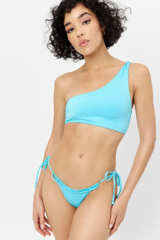 Barb Shine One Shoulder Bikini Top - Aquamarine sold by Frankie's Bikinis