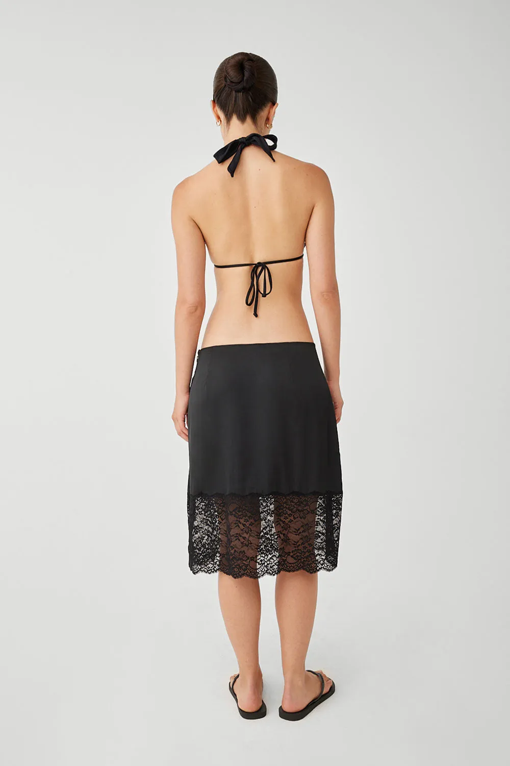 Chamomile Satin Midi Skirt - Black sold by Frankie's Bikinis product image thumbnail 4