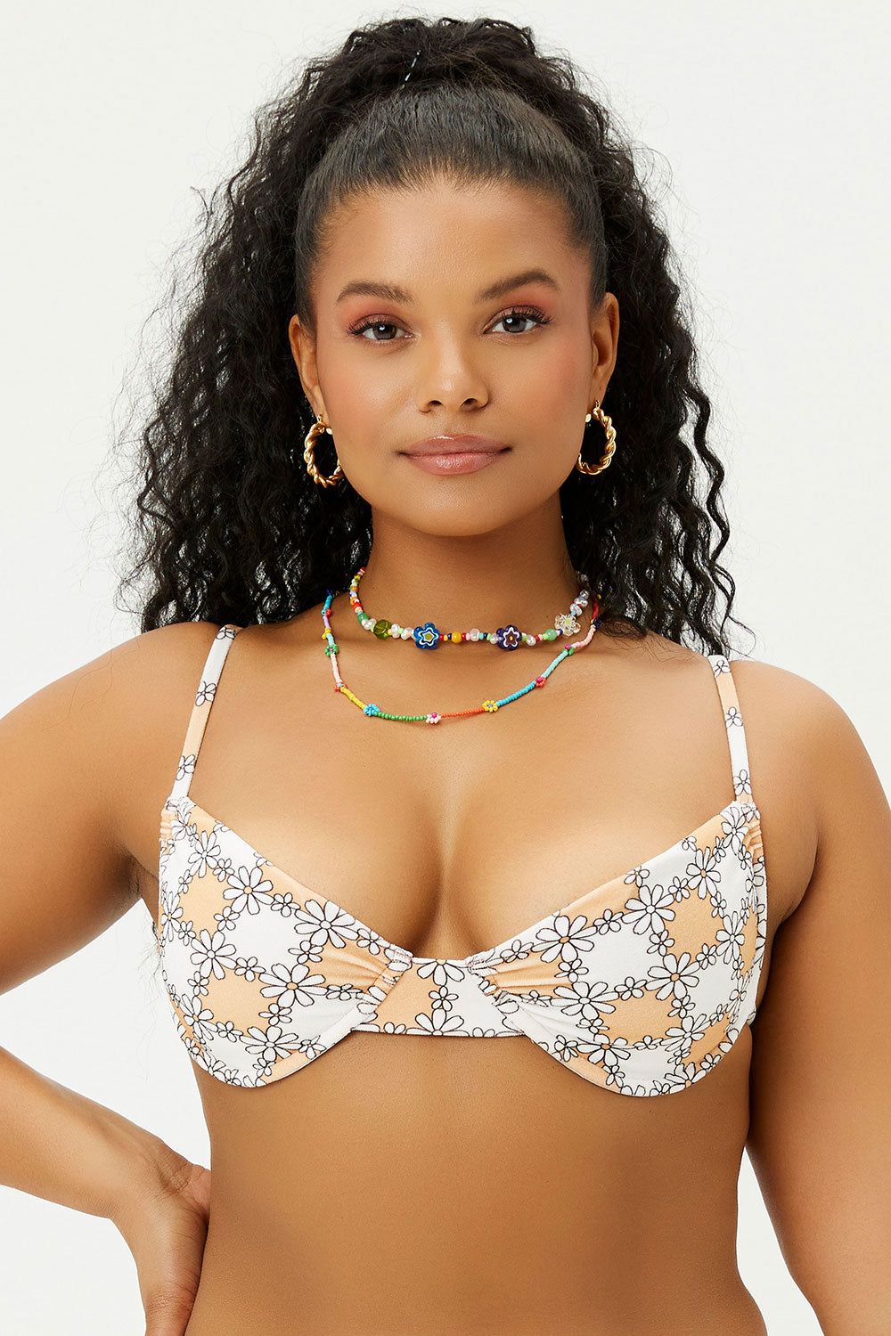 Maggie Terry Underwire Bikini Top - Nude Daisy - Extended sold by Frankie's Bikinis