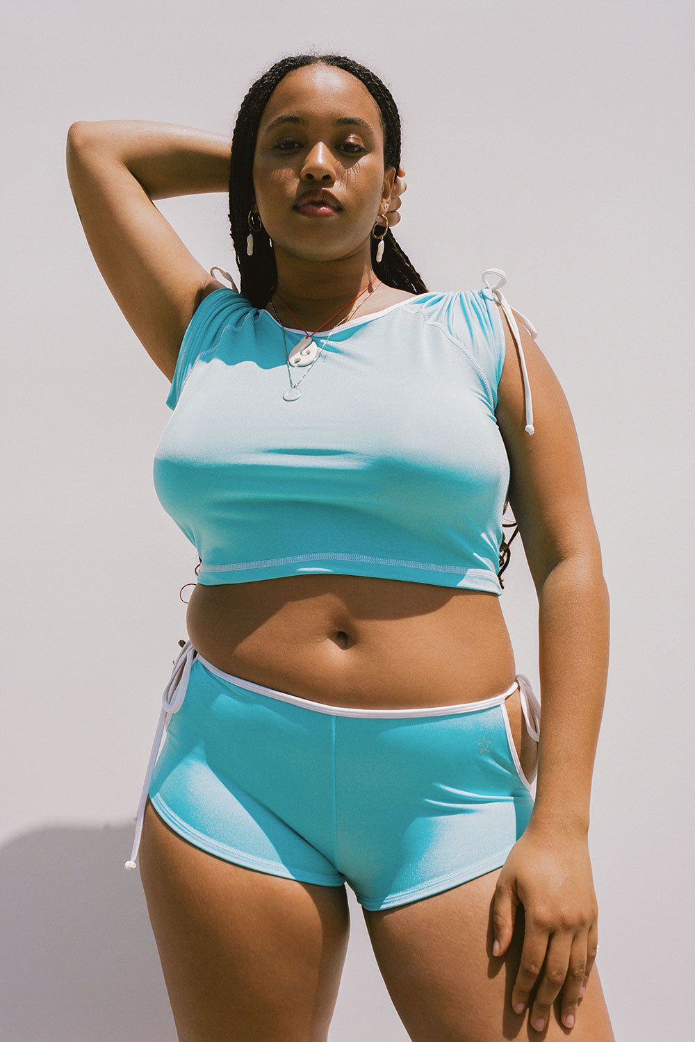 Myles Shine Crop Top - Aquamarine - Extended sold by Frankie's Bikinis product image thumbnail 3