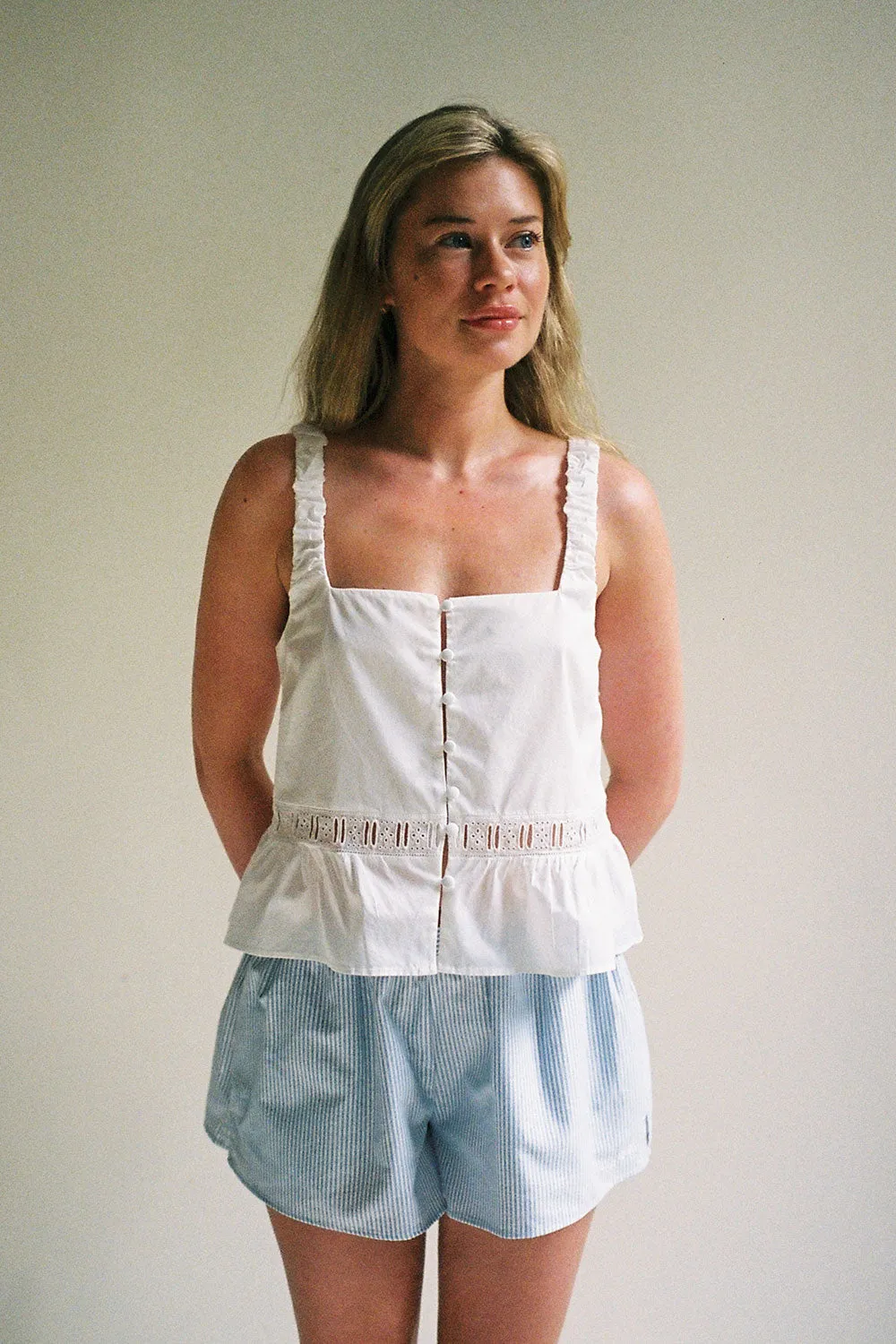 x DJERF AVENUE Airy Poplin Buttoned Top - White sold by Frankie's Bikinis product image thumbnail 3