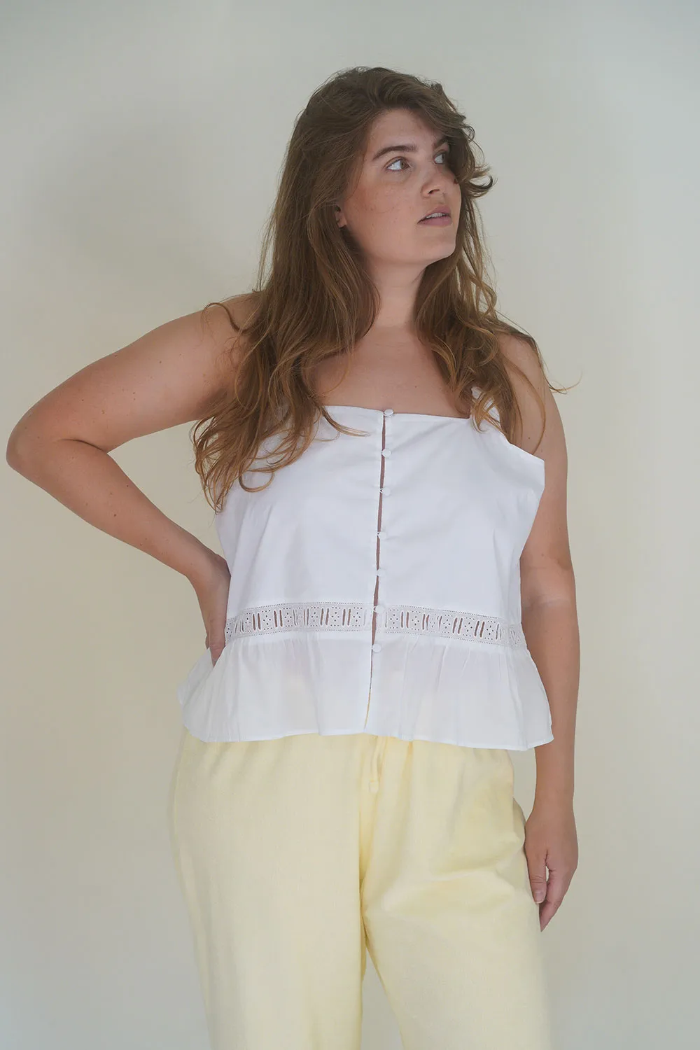x DJERF AVENUE Airy Poplin Buttoned Top - White sold by Frankie's Bikinis product image thumbnail 4