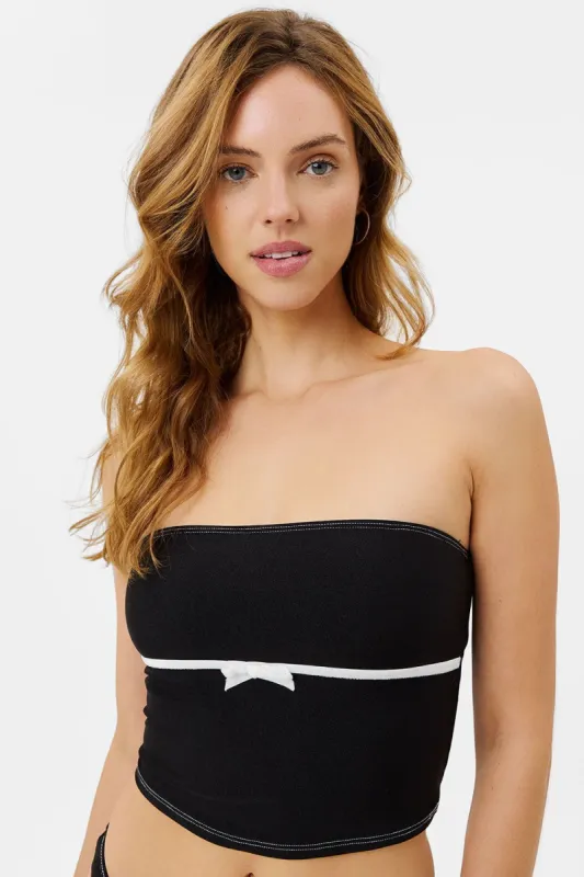 x GIGI HADID Peace Shine Strapless Bikini Top - Black White sold by Frankie's Bikinis