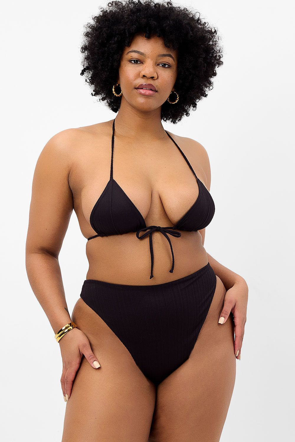 Anne Plissé High Waist Bikini Bottom - Black - Extended sold by Frankie's Bikinis product image thumbnail 2