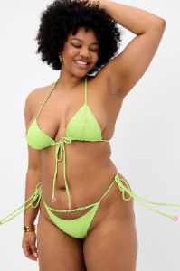 Phillipa Plissé Micro Triangle Bikini Top - Kiwi - Extended sold by Frankie's Bikinis
