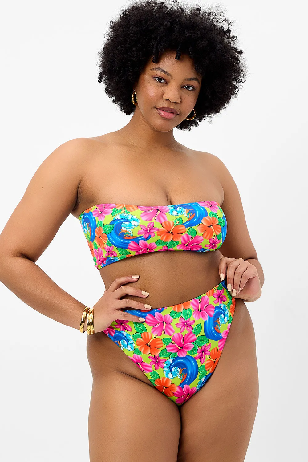 Anne Floral Full Coverage Bikini Bottom - Neon Surfer sold by Frankie's Bikinis product image thumbnail 4