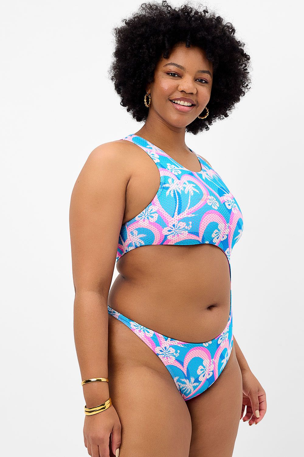 Mel Mesh High Neck One Piece Swimsuit - Tropic Love - Extended sold by Frankie's Bikinis product image thumbnail 2