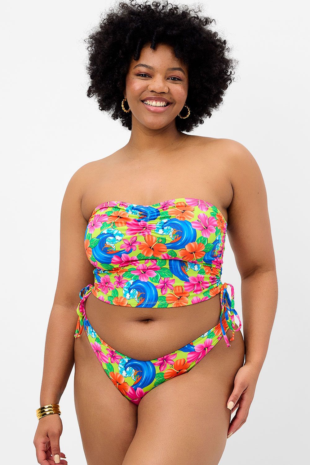Enzo Floral Cheeky Bikini Bottom - Neon Surfer - Extended sold by Frankie's Bikinis product image thumbnail 2
