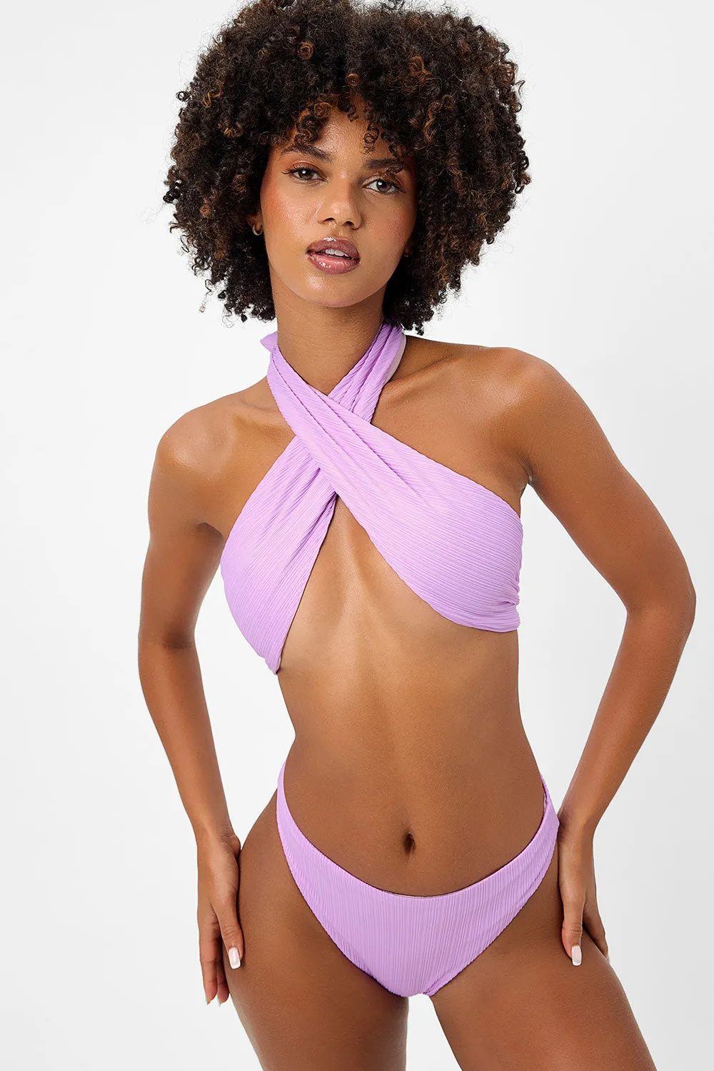 Dorothy Plissé Halter One Piece Swimsuit - Wisteria sold by Frankie's Bikinis